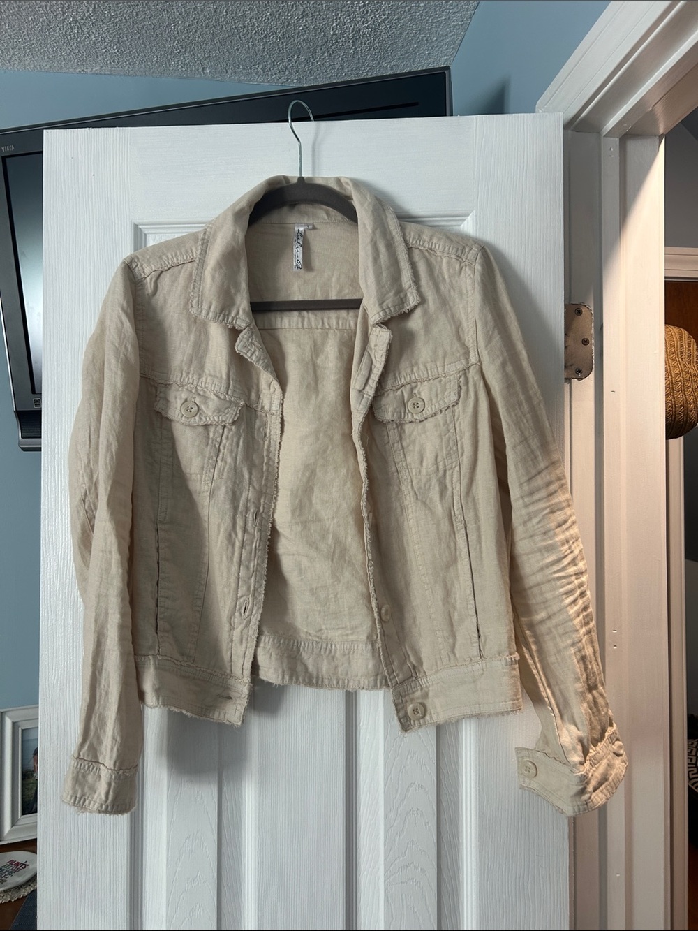 Lulu-B Cream Jean Jacket beige linen